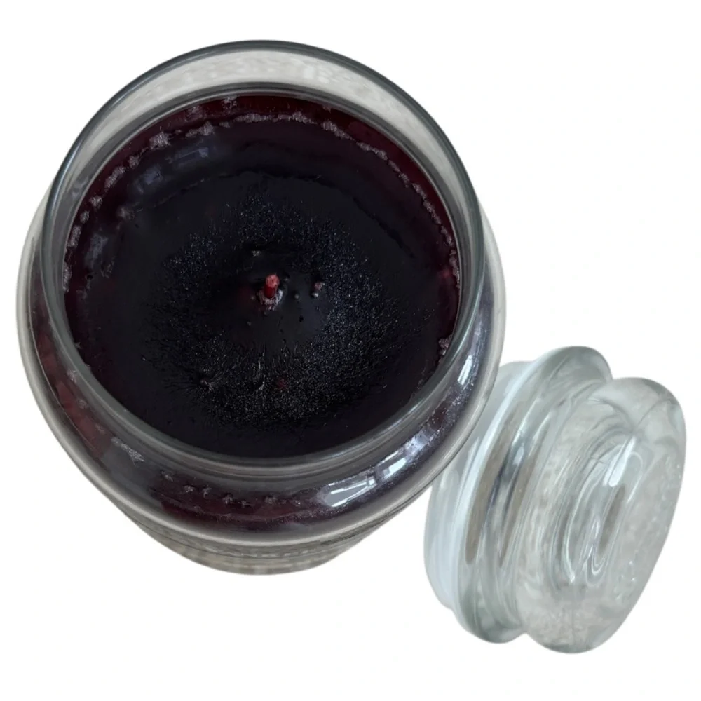 Yankee Candle Jar Christmas Berries Vintage Black Band Burgundy Deep Red 22 Oz